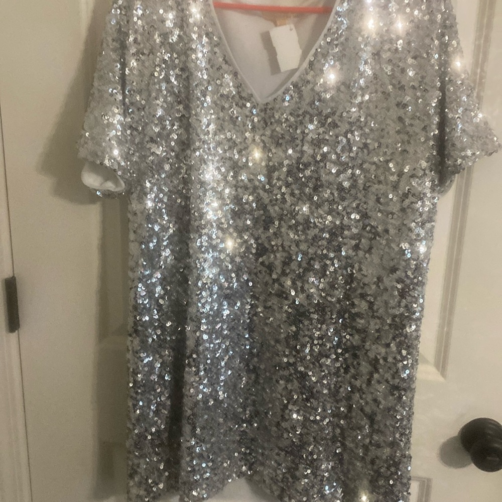 Sequin silver dress size large new never been worn have tags attached